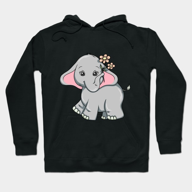 Elephant with Flower Hoodie by Markus Schnabel